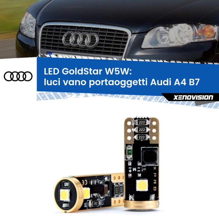 <strong>Luci Vano Portaoggetti LED Audi A4</strong> B7 2004 - 2008: ottima luminosità a 360 gradi. Si inseriscono ovunque. Canbus, Top Quality.