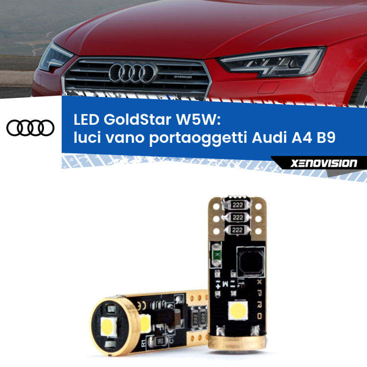 <strong>Luci Vano Portaoggetti LED Audi A4</strong> B9 2015 - 2019: ottima luminosità a 360 gradi. Si inseriscono ovunque. Canbus, Top Quality.