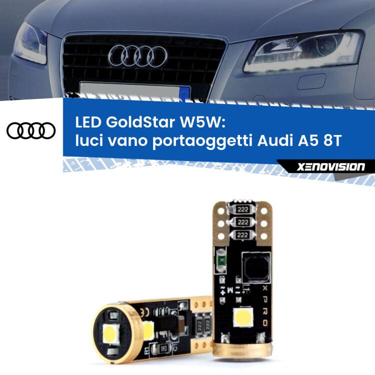 <strong>Luci Vano Portaoggetti LED Audi A5</strong> 8T 2007 - 2017: ottima luminosità a 360 gradi. Si inseriscono ovunque. Canbus, Top Quality.