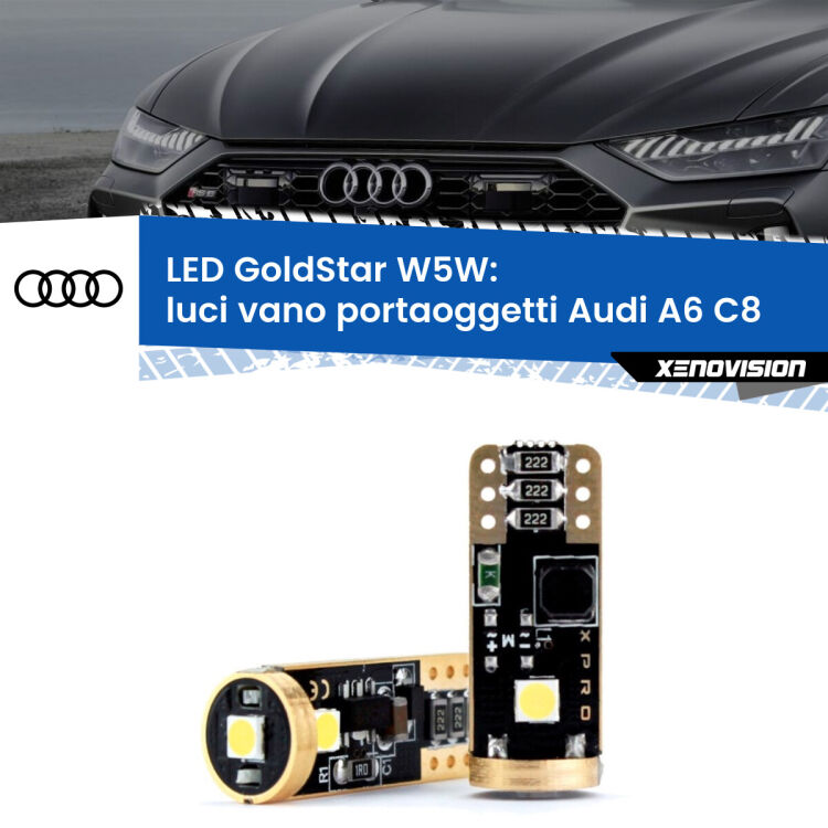 <strong>Luci Vano Portaoggetti LED Audi A6</strong> C8 2018 in poi: ottima luminosità a 360 gradi. Si inseriscono ovunque. Canbus, Top Quality.