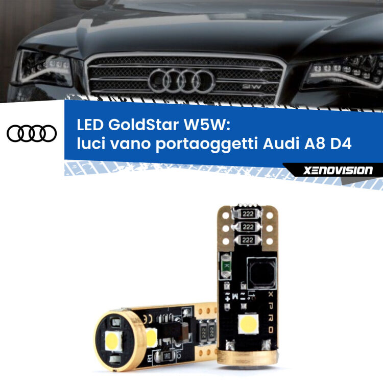 <strong>Luci Vano Portaoggetti LED Audi A8</strong> D4 2009 - 2018: ottima luminosità a 360 gradi. Si inseriscono ovunque. Canbus, Top Quality.