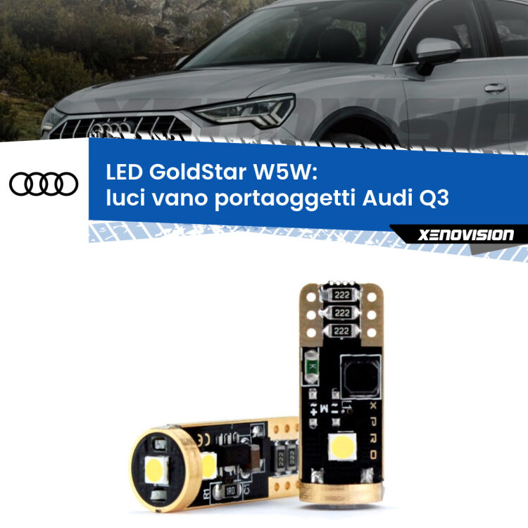 <strong>Luci Vano Portaoggetti LED Audi Q3</strong>  2011 - 2018: ottima luminosità a 360 gradi. Si inseriscono ovunque. Canbus, Top Quality.