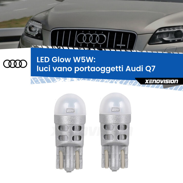 <strong>Luci Vano Portaoggetti LED luce calda per Audi Q7</strong>  2006 - 2015. Coppia lampade <strong>W5W</strong> modello Glow di Xenovision.