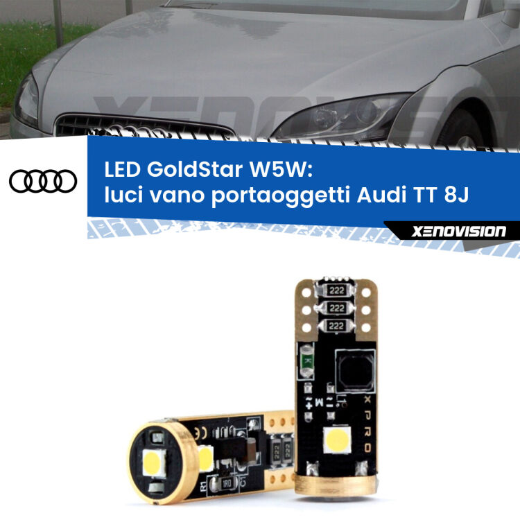 <strong>Luci Vano Portaoggetti LED Audi TT</strong> 8J 2006 - 2014: ottima luminosità a 360 gradi. Si inseriscono ovunque. Canbus, Top Quality.