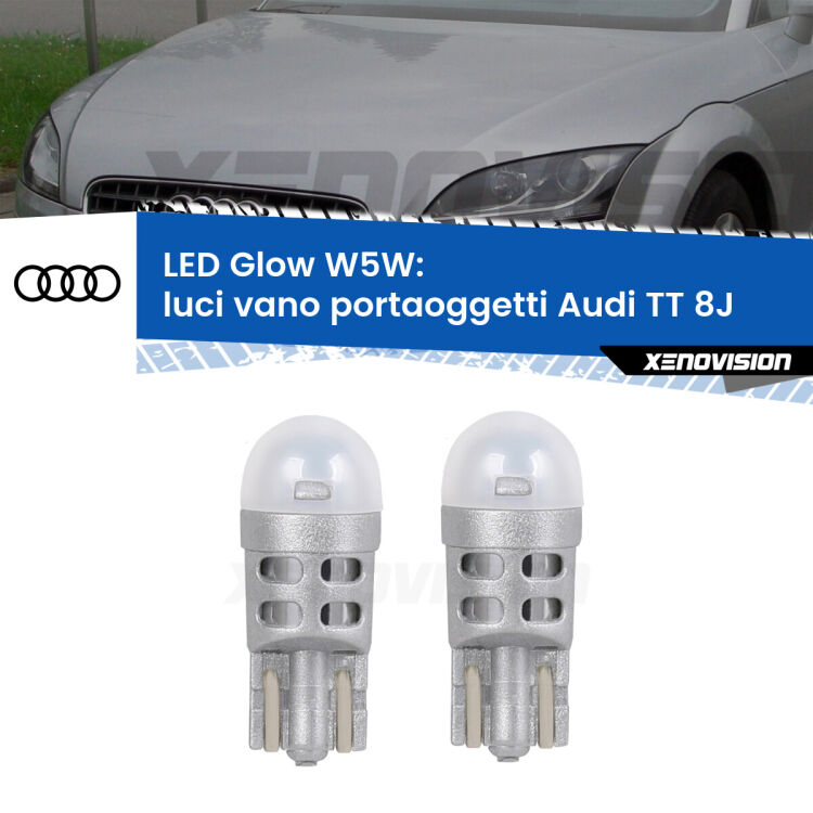 <strong>Luci Vano Portaoggetti LED luce calda per Audi TT</strong> 8J 2006 - 2014. Coppia lampade <strong>W5W</strong> modello Glow di Xenovision.