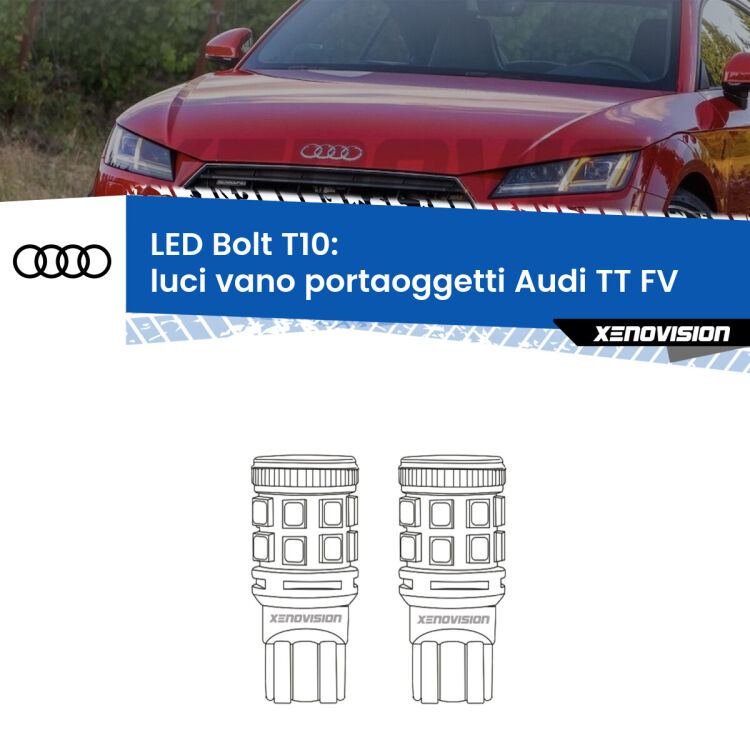 <strong>Luci Vano Portaoggetti LED per Audi TT</strong> FV 2014 - 2018. Coppia lampade <strong>T10</strong> modello Bolt canbus.