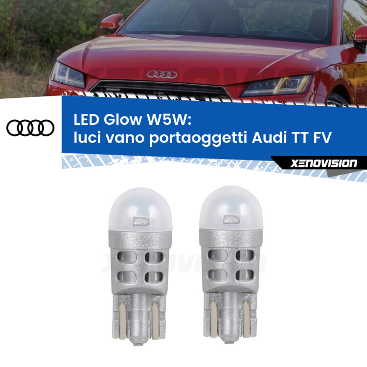 <strong>Luci Vano Portaoggetti LED luce calda per Audi TT</strong> FV 2014 - 2018. Coppia lampade <strong>W5W</strong> modello Glow di Xenovision.