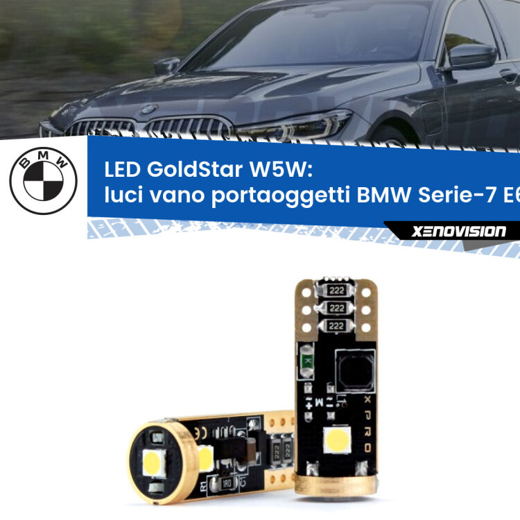 <strong>Luci Vano Portaoggetti LED BMW Serie-7</strong> E65, E66, E67 2001 - 2008: ottima luminosità a 360 gradi. Si inseriscono ovunque. Canbus, Top Quality.