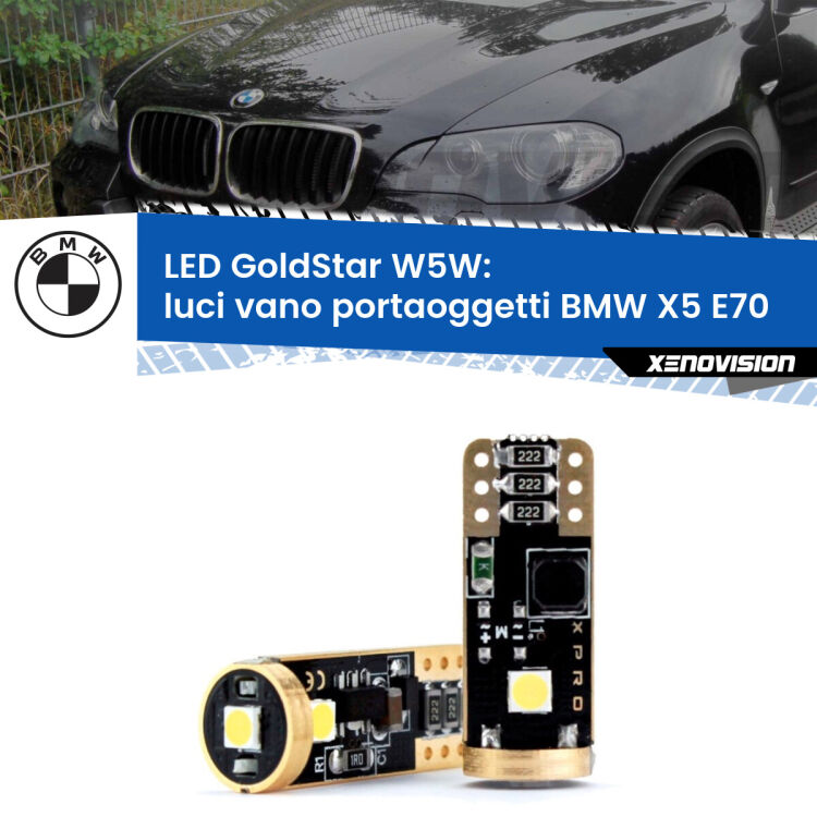 <strong>Luci Vano Portaoggetti LED BMW X5</strong> E70 2006 - 2013: ottima luminosità a 360 gradi. Si inseriscono ovunque. Canbus, Top Quality.