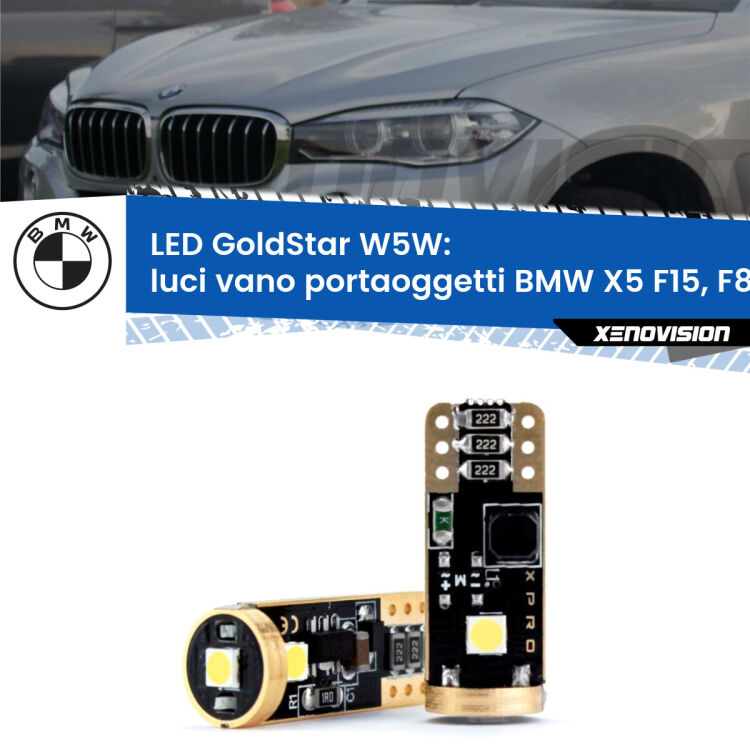 <strong>Luci Vano Portaoggetti LED BMW X5</strong> F15, F85 2014 - 2018: ottima luminosità a 360 gradi. Si inseriscono ovunque. Canbus, Top Quality.