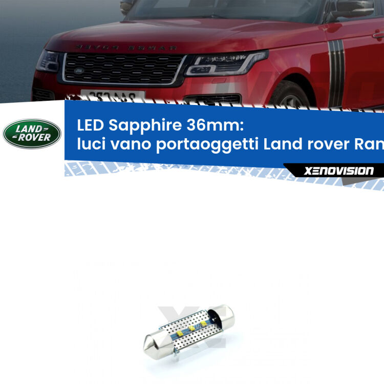 <strong>LED luci vano portaoggetti 36mm per Land rover Range rover III</strong> L322 2002 - 2012. Lampadina <strong>c5W</strong> modello Sapphire Xenovision con chip led Philips.