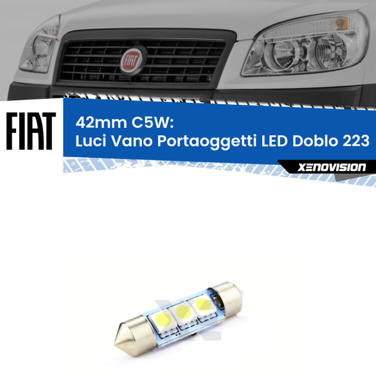 Lampadina eccezionalmente duratura, canbus e luminosa. C5W 42mm perfetto per Luci Vano Portaoggetti LED Fiat Doblo (223) 2000 - 2010<br />.