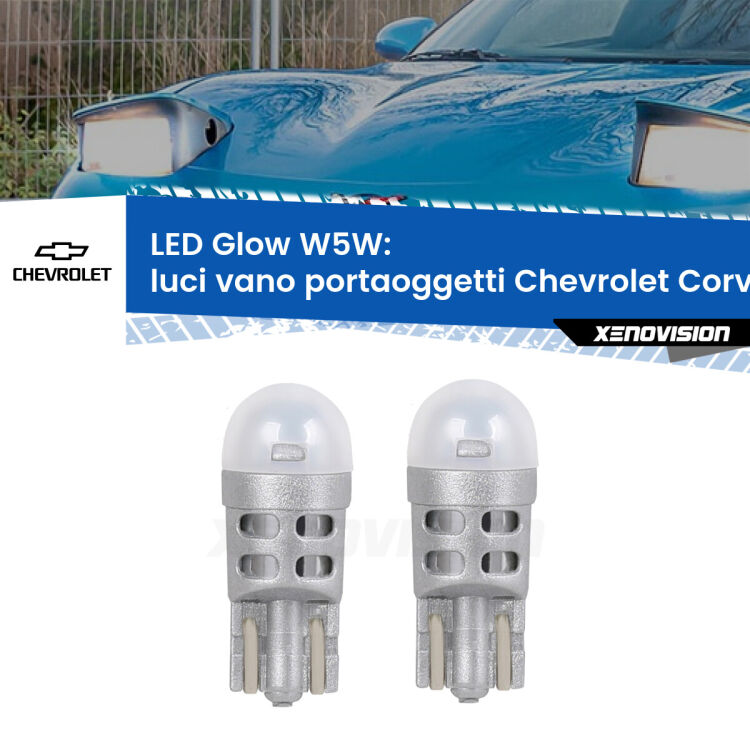 <strong>Luci Vano Portaoggetti LED luce calda per Chevrolet Corvette</strong> C5 1997 - 2004. Coppia lampade <strong>W5W</strong> modello Glow di Xenovision.