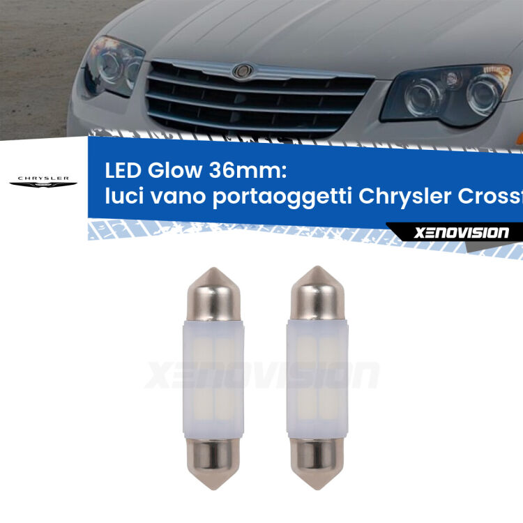 <strong>Luci Vano Portaoggetti LED luce calda per Chrysler Crossfire</strong>  2003 - 2007. Coppia lampade <strong>C5W</strong> 36mm modello Glow di Xenovision.