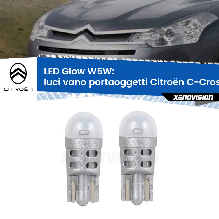 <strong>Luci Vano Portaoggetti LED luce calda per Citroën C-Crosser</strong>  2007 - 2012. Coppia lampade <strong>W5W</strong> modello Glow di Xenovision.