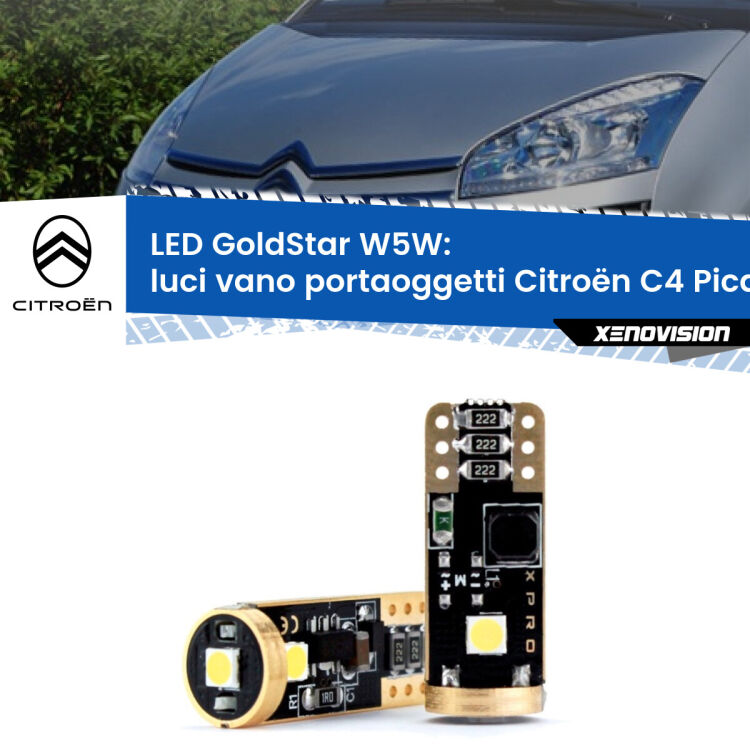 <strong>Luci Vano Portaoggetti LED Citroën C4 Picasso</strong>  2006 - 2013: ottima luminosità a 360 gradi. Si inseriscono ovunque. Canbus, Top Quality.