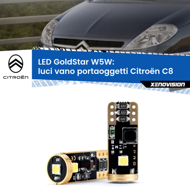 <strong>Luci Vano Portaoggetti LED Citroën C8</strong>  2002 - 2010: ottima luminosità a 360 gradi. Si inseriscono ovunque. Canbus, Top Quality.