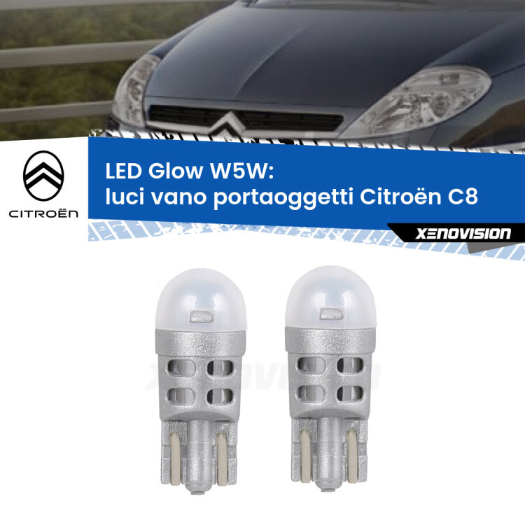 <strong>Luci Vano Portaoggetti LED luce calda per Citroën C8</strong>  2002 - 2010. Coppia lampade <strong>W5W</strong> modello Glow di Xenovision.