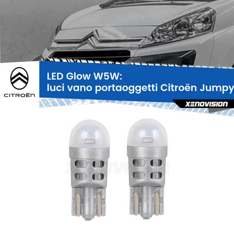 <strong>Luci Vano Portaoggetti LED luce calda per Citroën Jumpy</strong> II 2006 - 2015. Coppia lampade <strong>W5W</strong> modello Glow di Xenovision.