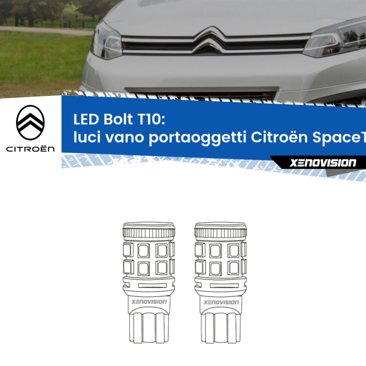 <strong>Luci Vano Portaoggetti LED per Citroën SpaceTourer</strong>  2016 in poi. Coppia lampade <strong>T10</strong> modello Bolt canbus.