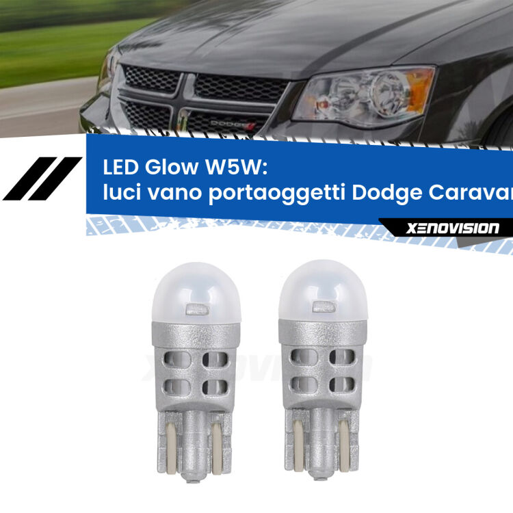 <strong>Luci Vano Portaoggetti LED luce calda per Dodge Caravan</strong> RG_ 2000 - 2007. Coppia lampade <strong>W5W</strong> modello Glow di Xenovision.