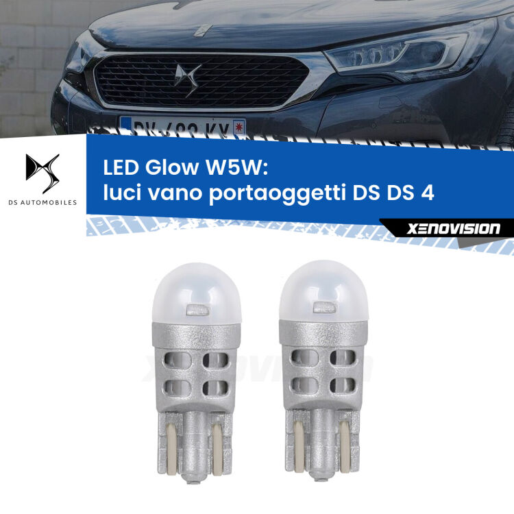 <strong>Luci Vano Portaoggetti LED luce calda per DS DS 4</strong>  2015 in poi. Coppia lampade <strong>W5W</strong> modello Glow di Xenovision.