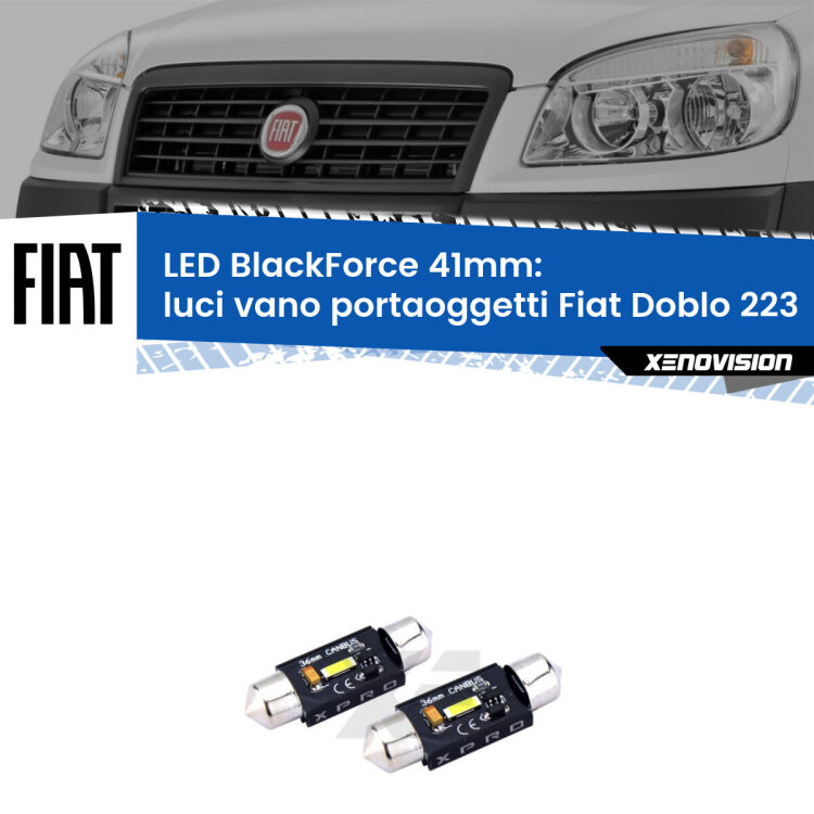 <strong>LED luci vano portaoggetti 41mm per Fiat Doblo</strong> 223 2000 - 2010. Coppia lampadine <strong>C5W</strong>modello BlackForce Xenovision.