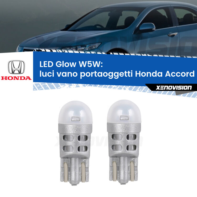 <strong>Luci Vano Portaoggetti LED luce calda per Honda Accord</strong> Mk4 1990 - 1993. Coppia lampade <strong>W5W</strong> modello Glow di Xenovision.