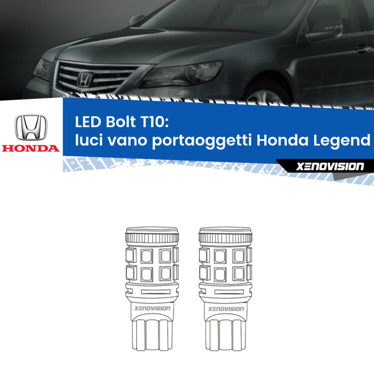 <strong>Luci Vano Portaoggetti LED per Honda Legend</strong> Mk3 1996 - 2004. Coppia lampade <strong>T10</strong> modello Bolt canbus.