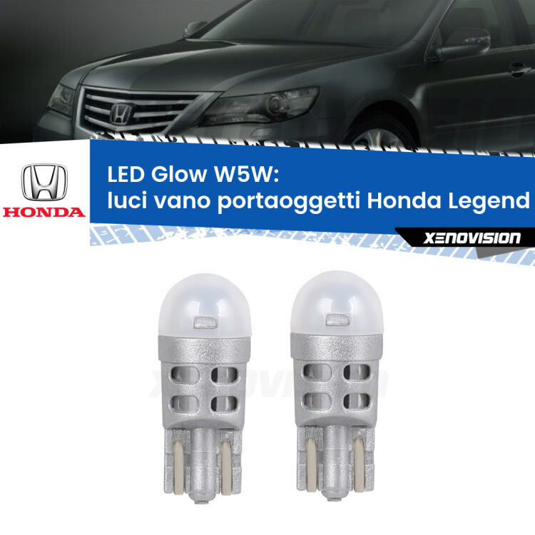 <strong>Luci Vano Portaoggetti LED luce calda per Honda Legend</strong> Mk3 1996 - 2004. Coppia lampade <strong>W5W</strong> modello Glow di Xenovision.