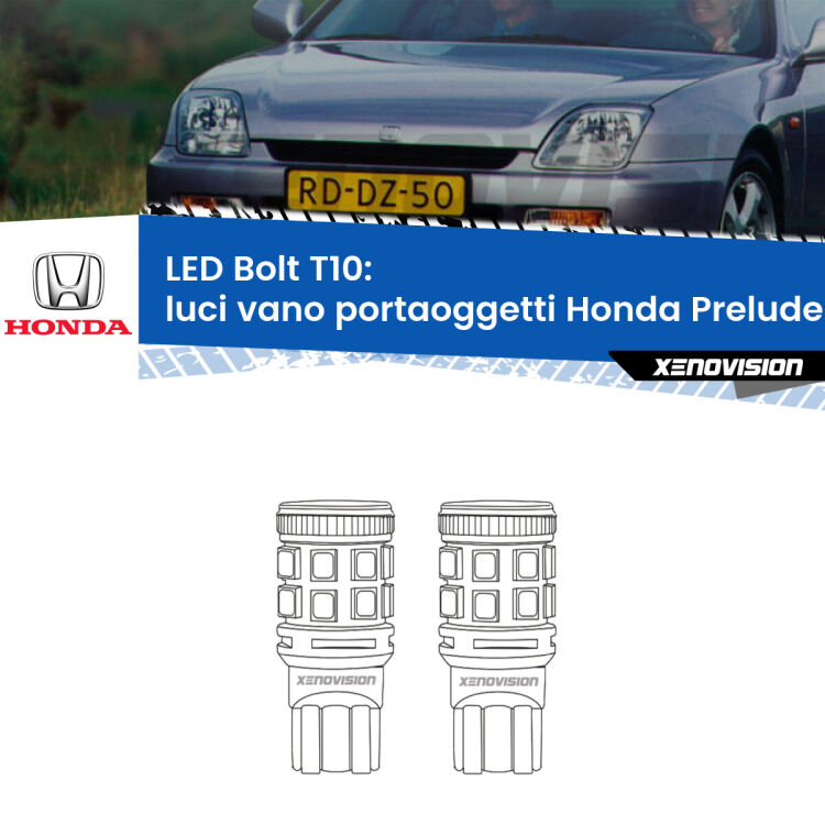 <strong>Luci Vano Portaoggetti LED per Honda Prelude</strong> Mk5 1996 - 2000. Coppia lampade <strong>T10</strong> modello Bolt canbus.