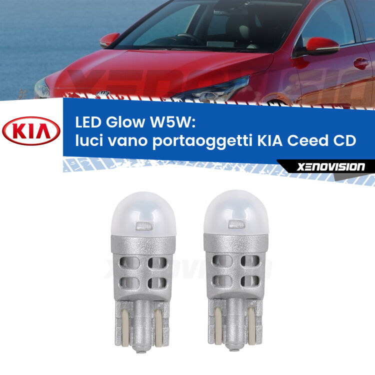 <strong>Luci Vano Portaoggetti LED luce calda per KIA Ceed</strong> CD 2018 in poi. Coppia lampade <strong>W5W</strong> modello Glow di Xenovision.