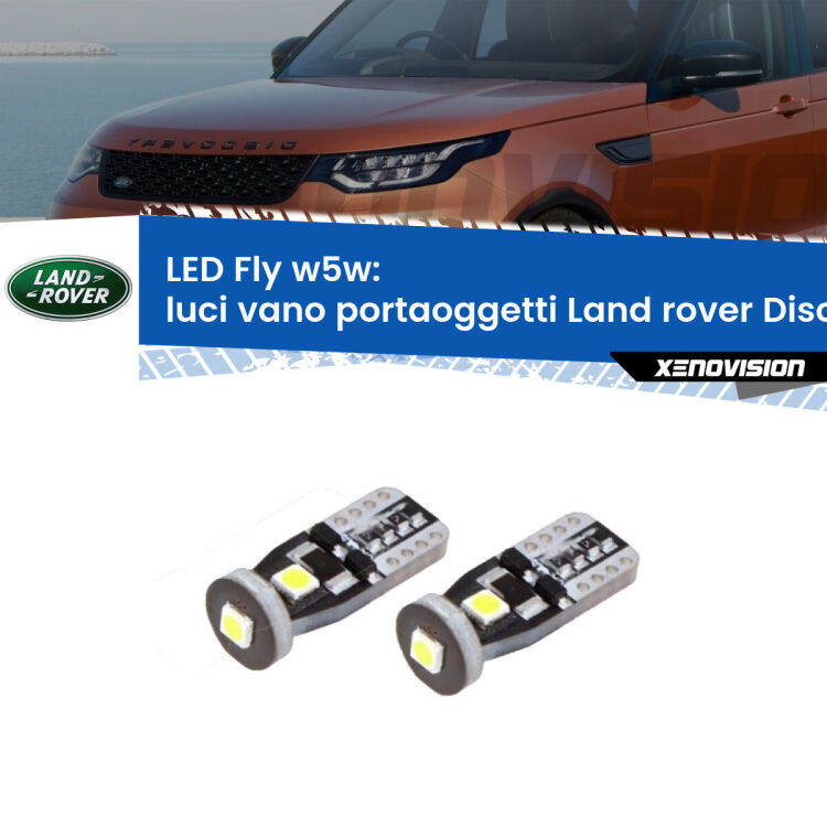 <strong>luci vano portaoggetti LED per Land rover Discovery III</strong> L319 2004 - 2009. Coppia lampadine <strong>w5w</strong> Canbus compatte modello Fly Xenovision.