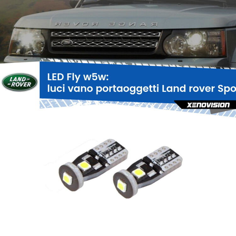 <strong>luci vano portaoggetti LED per Land rover Sport</strong> L320 2005 - 2013. Coppia lampadine <strong>w5w</strong> Canbus compatte modello Fly Xenovision.