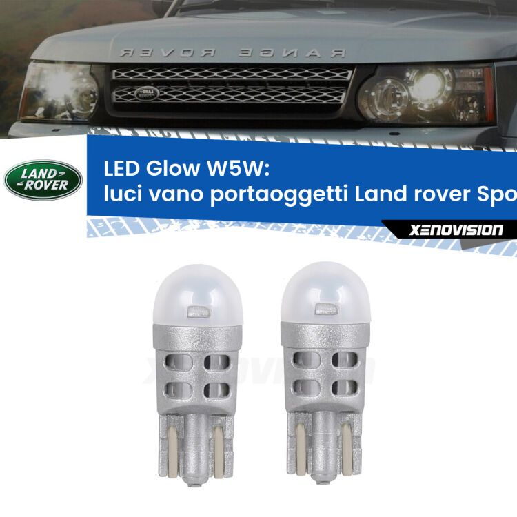 <strong>Luci Vano Portaoggetti LED luce calda per Land rover Sport</strong> L320 2005 - 2013. Coppia lampade <strong>W5W</strong> modello Glow di Xenovision.