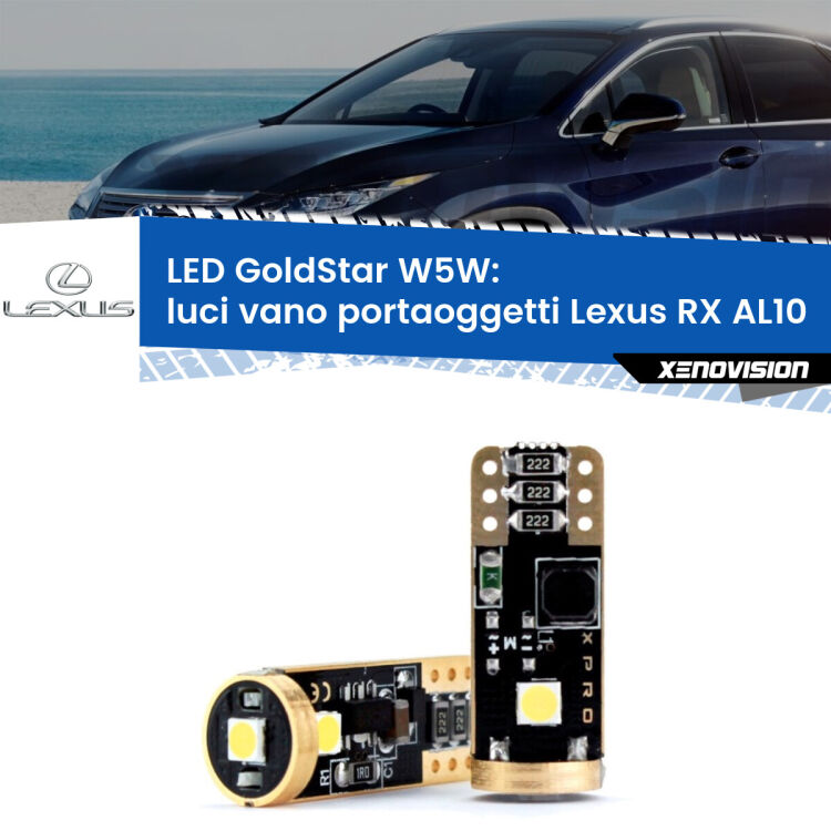 <strong>Luci Vano Portaoggetti LED Lexus RX</strong> AL10 2008 - 2015: ottima luminosità a 360 gradi. Si inseriscono ovunque. Canbus, Top Quality.