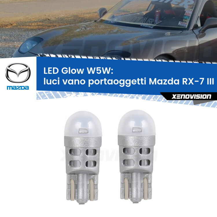 <strong>Luci Vano Portaoggetti LED luce calda per Mazda RX-7 III</strong> FD 1992 - 2002. Coppia lampade <strong>W5W</strong> modello Glow di Xenovision.