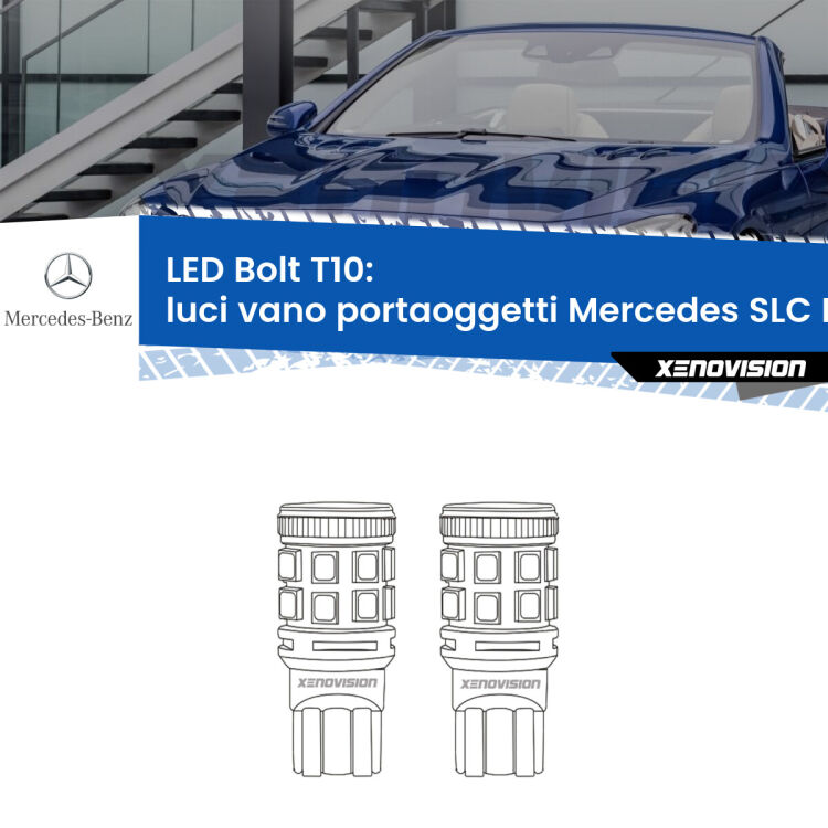 <strong>Luci Vano Portaoggetti LED per Mercedes SLC</strong> R172 2016 - 2017. Coppia lampade <strong>T10</strong> modello Bolt canbus.