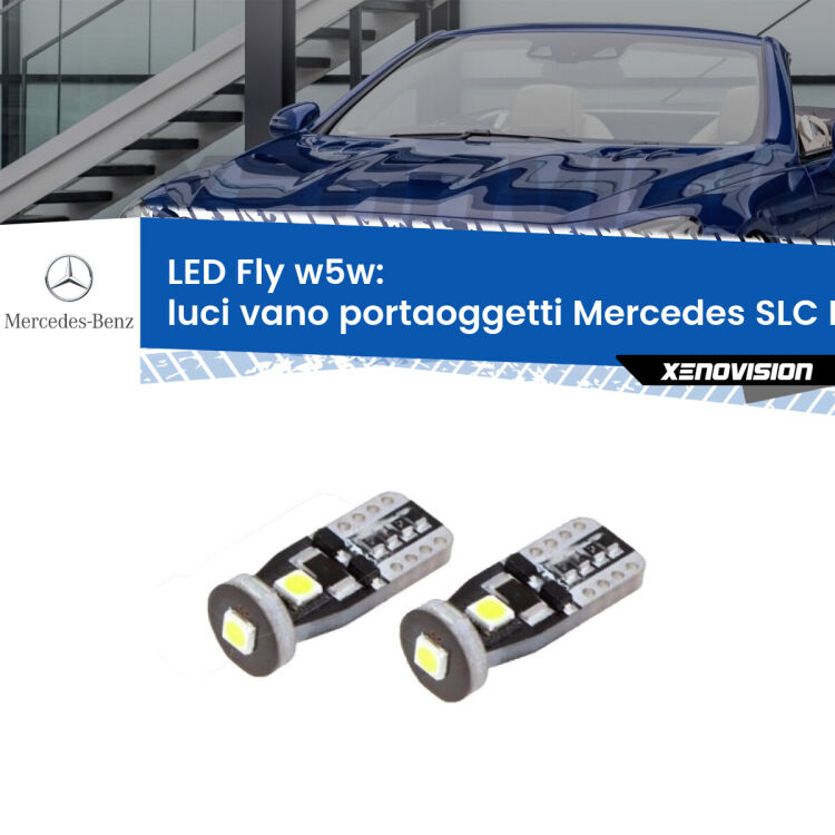 <strong>luci vano portaoggetti LED per Mercedes SLC</strong> R172 2016 - 2017. Coppia lampadine <strong>w5w</strong> Canbus compatte modello Fly Xenovision.