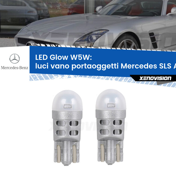 <strong>Luci Vano Portaoggetti LED luce calda per Mercedes SLS AMG</strong> C197 2010 in poi. Coppia lampade <strong>W5W</strong> modello Glow di Xenovision.