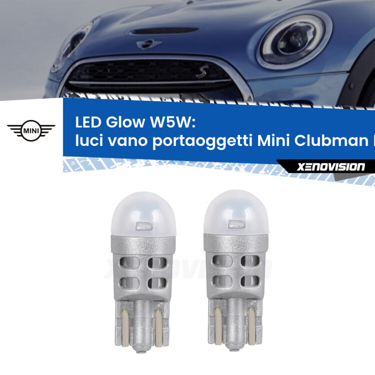 <strong>Luci Vano Portaoggetti LED luce calda per Mini Clubman</strong> F54 2014 - 2019. Coppia lampade <strong>W5W</strong> modello Glow di Xenovision.