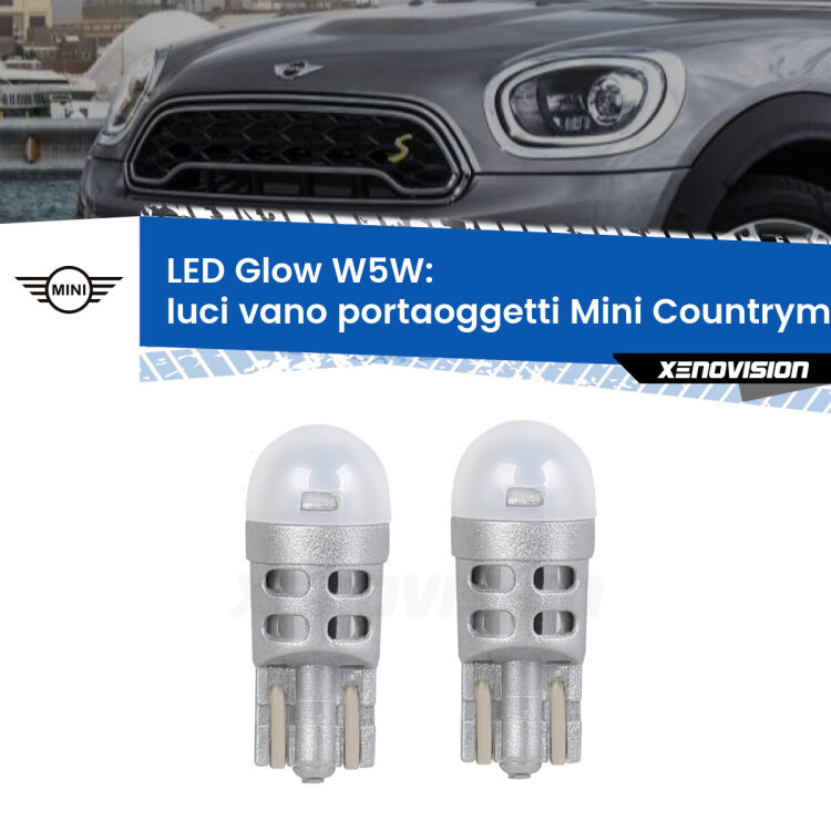 <strong>Luci Vano Portaoggetti LED luce calda per Mini Countryman</strong> F60 2016 - 2019. Coppia lampade <strong>W5W</strong> modello Glow di Xenovision.