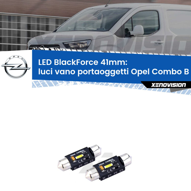 <strong>LED luci vano portaoggetti 41mm per Opel Combo B</strong>  1994 - 2001. Coppia lampadine <strong>C5W</strong>modello BlackForce Xenovision.