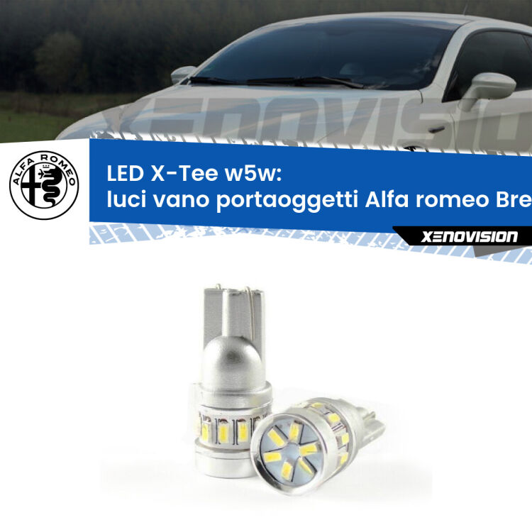 <strong>LED luci vano portaoggetti per Alfa romeo Brera</strong>  2006 - 2010. Lampade <strong>W5W</strong> modello X-Tee Xenovision top di gamma.