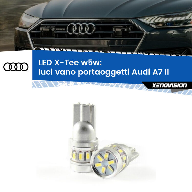 <strong>LED luci vano portaoggetti per Audi A7</strong> II 2019 in poi. Lampade <strong>W5W</strong> modello X-Tee Xenovision top di gamma.