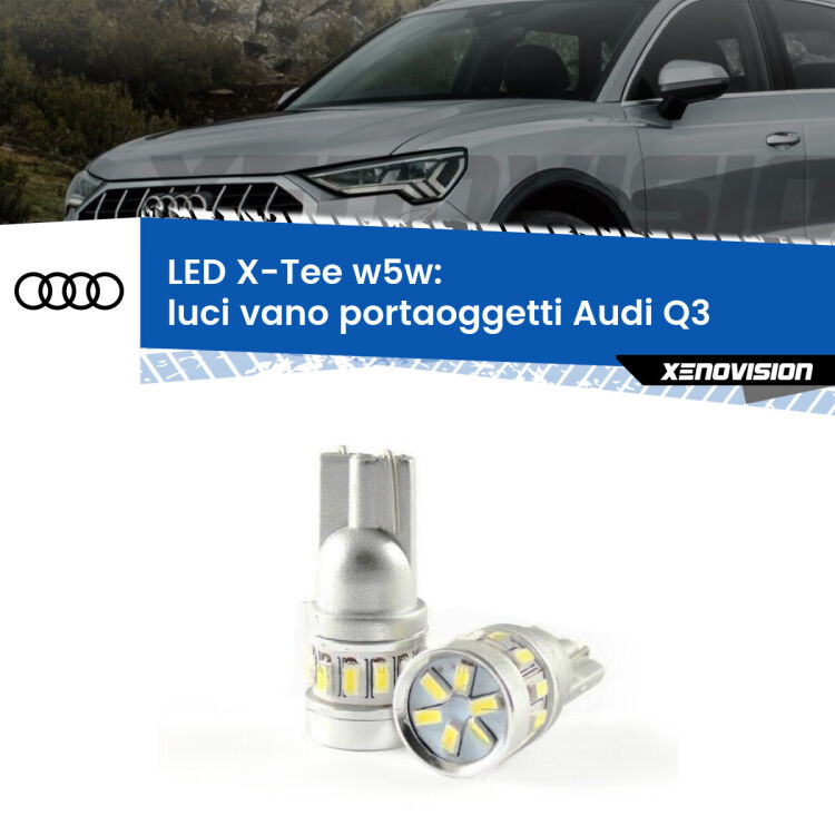 <strong>LED luci vano portaoggetti per Audi Q3</strong>  2011 - 2018. Lampade <strong>W5W</strong> modello X-Tee Xenovision top di gamma.