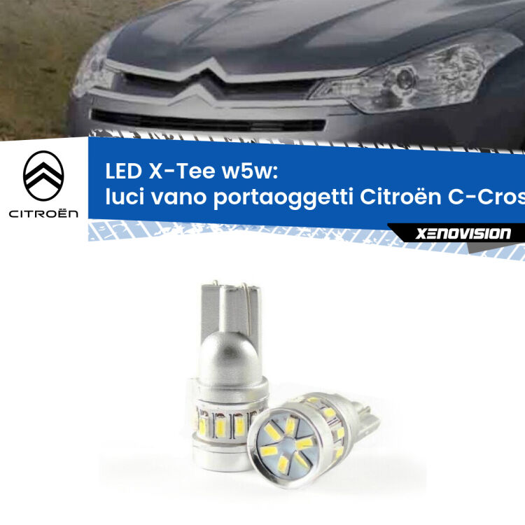 <strong>LED luci vano portaoggetti per Citroën C-Crosser</strong>  2007 - 2012. Lampade <strong>W5W</strong> modello X-Tee Xenovision top di gamma.