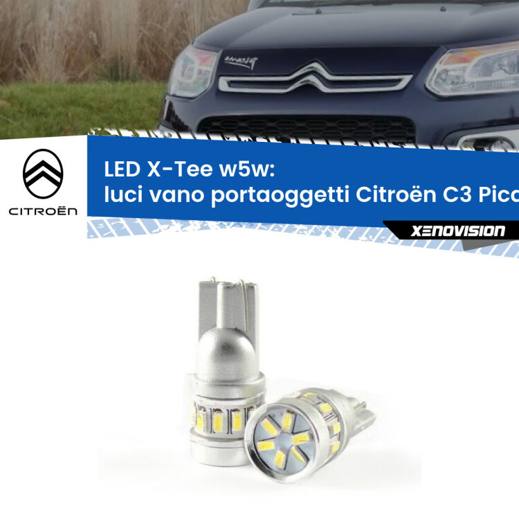 <strong>LED luci vano portaoggetti per Citroën C3 Picasso</strong>  2009 - 2016. Lampade <strong>W5W</strong> modello X-Tee Xenovision top di gamma.