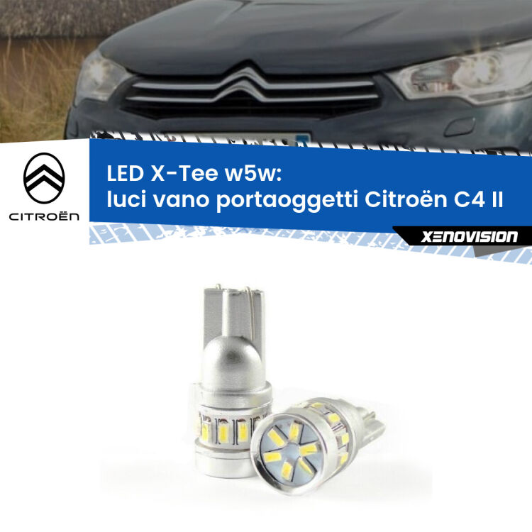 <strong>LED luci vano portaoggetti per Citroën C4</strong> II 2009 - 2016. Lampade <strong>W5W</strong> modello X-Tee Xenovision top di gamma.