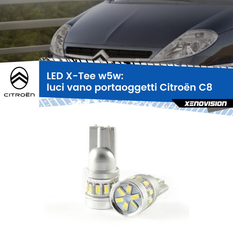 <strong>LED luci vano portaoggetti per Citroën C8</strong>  2002 - 2010. Lampade <strong>W5W</strong> modello X-Tee Xenovision top di gamma.